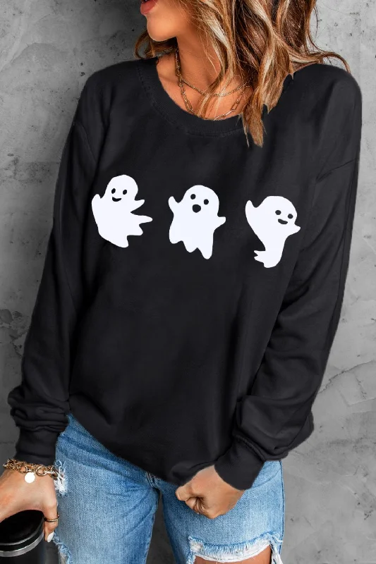 Hazel Blues® |  Ghost Round Neck Long Sleeve SweatshirtBand Merch Sweatshirts