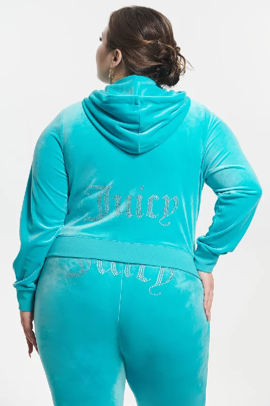 Large women's oversize topsPlus-Size OG Big Bling Velour Hoodie