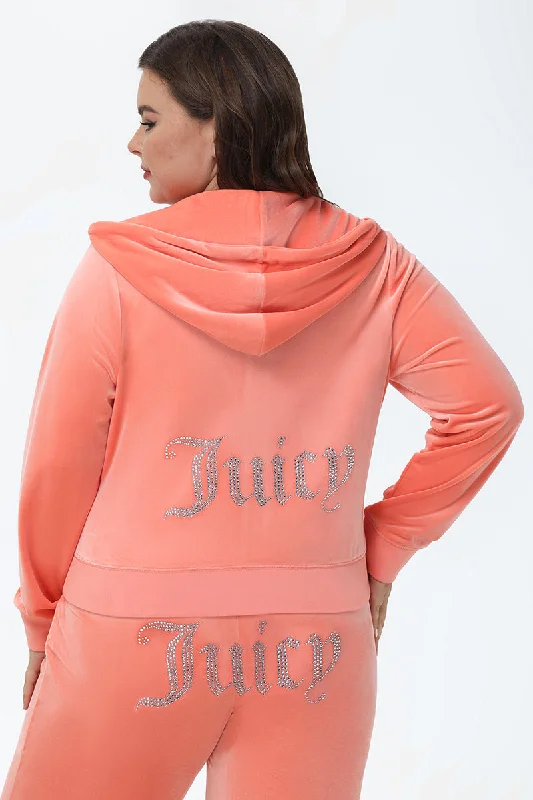 Large women's zipper topsPlus-Size OG Big Bling Velour Hoodie