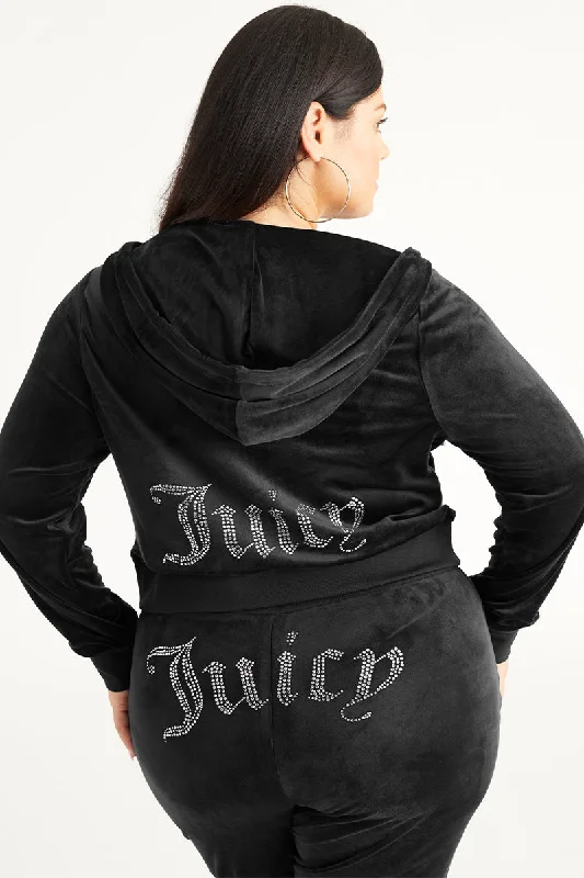 Large women's sweat-wicking topsPlus-Size OG Big Bling Velour Hoodie