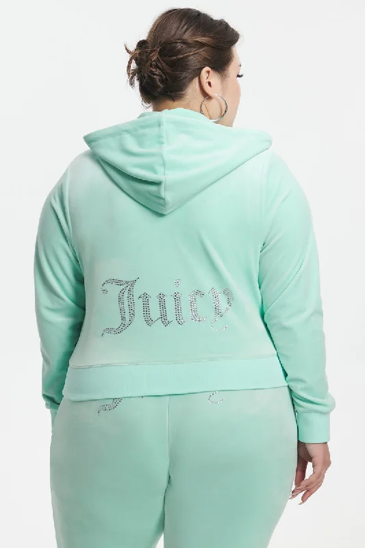 Large women's cropped topsPlus-Size OG Big Bling Velour Hoodie