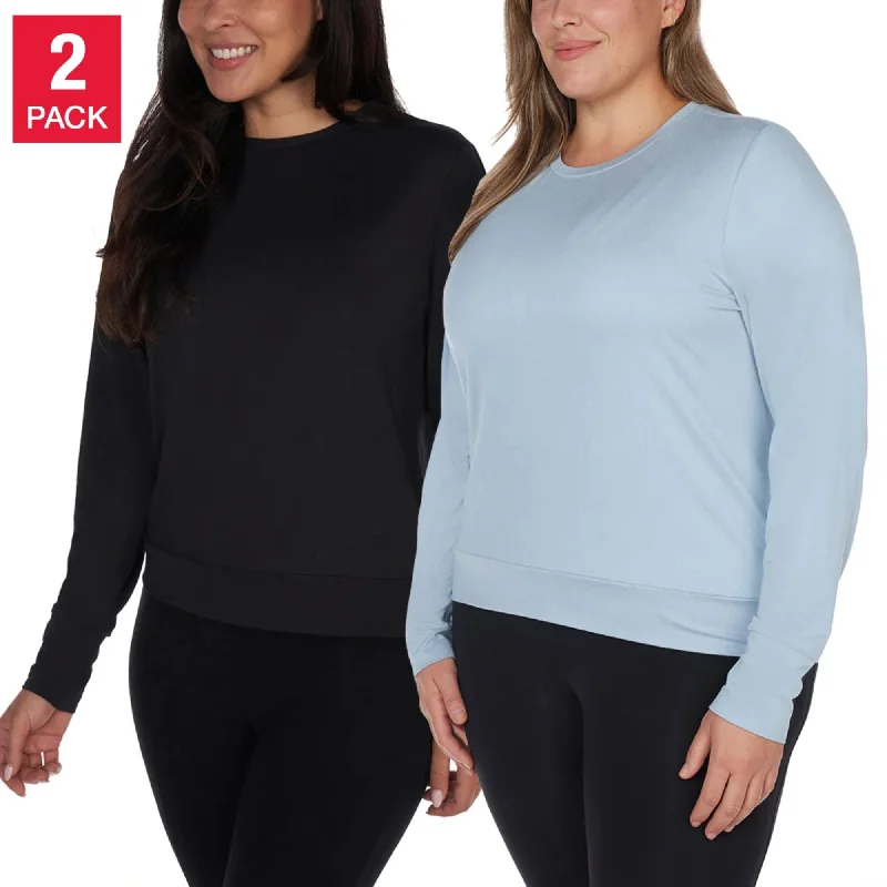 Lukka Lux Women's 2-Pack Moisture Wicking Long Sleeve Sweatshirt Active TopPrinted Sweatshirts