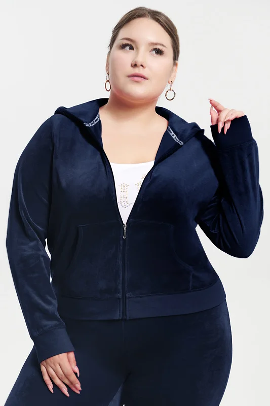 Large women's polyester topsPlus-Size Classic Cotton Velour Hoodie