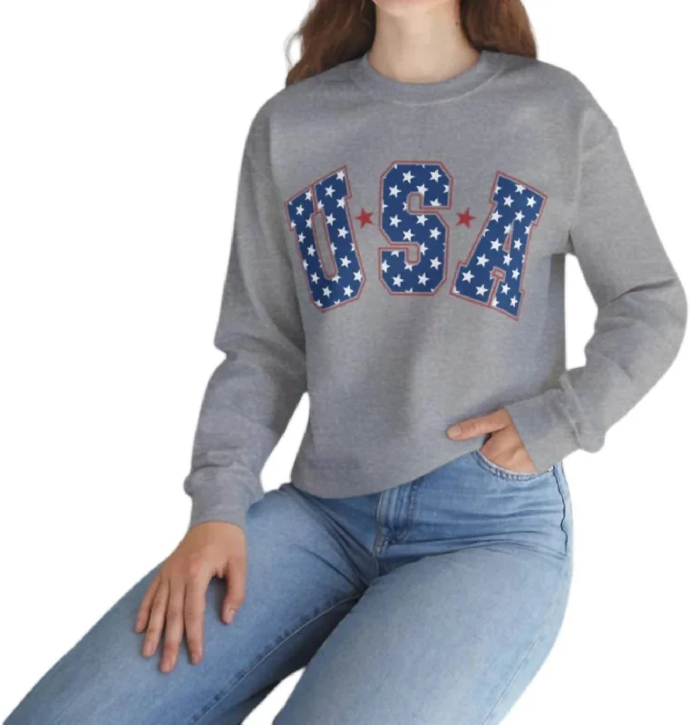 Usa Star Sweatshirt In GreyPatchwork Sweatshirts