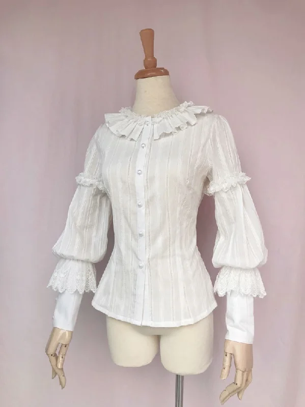 Knitted TopYilia~Plush Size Lolita Mutton Sleeve Blouse