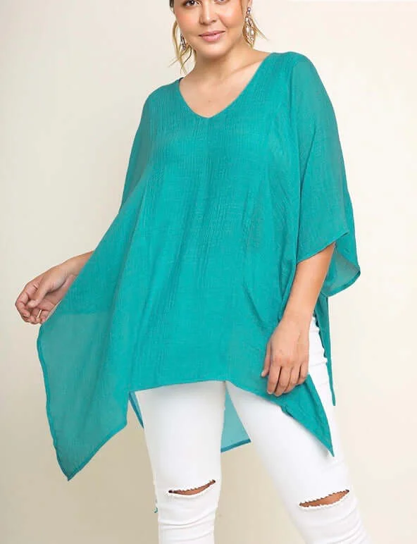 Plus size women's silk topsAqua Plus Top