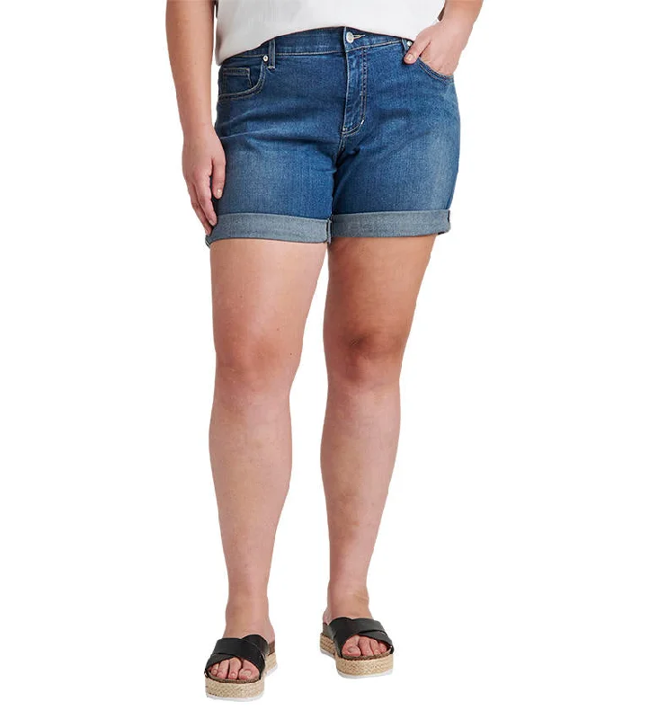 Large women's belly-baring topsJag Mid Rise Alex Boyfriend Short In Brilliant Blue Plus