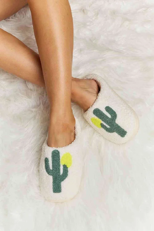 Plus size women's elegant topsMelody Cactus Plush Slide Slippers