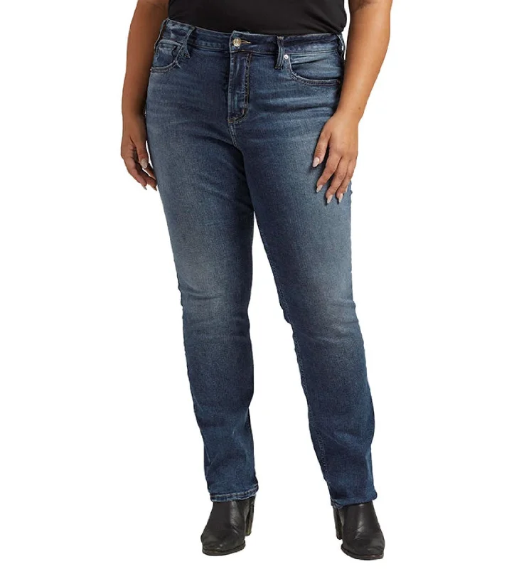 Women's autumn topsSilver Jeans High Rise Curvy Fit Avery Straight In Indigo 29 Inches Plus