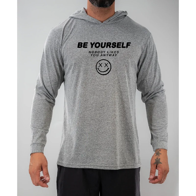 Salty Savage Unisex "Be Yourself" Long Sleeve Hooded Performance UPF 50+ Fishing Tee