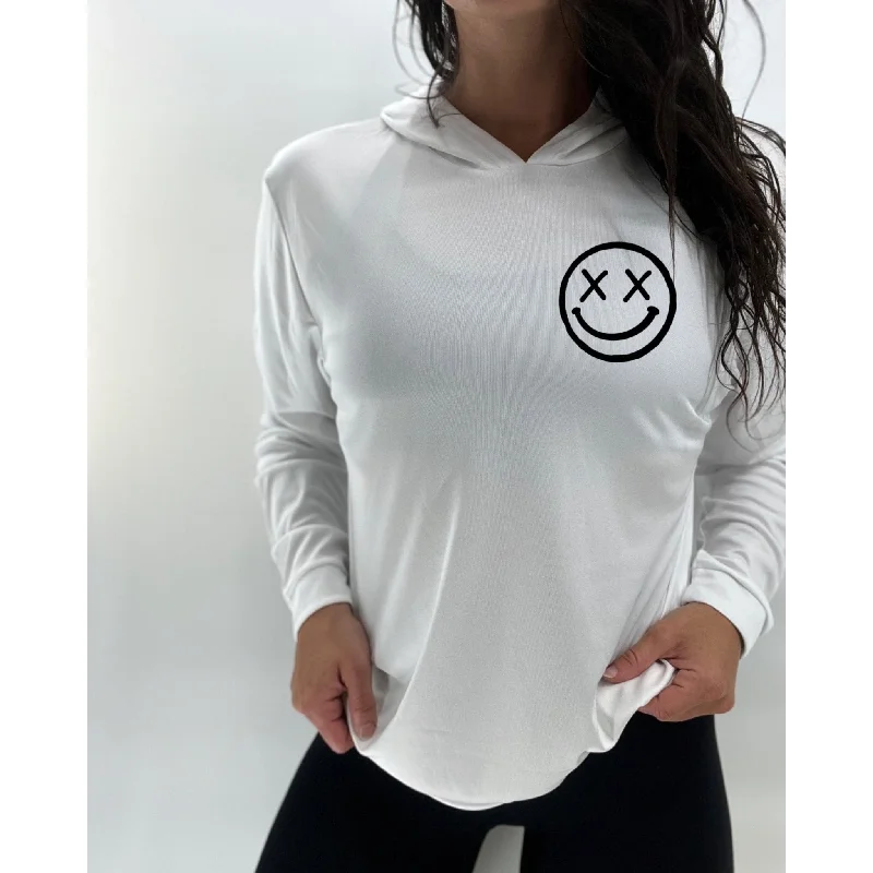 Salty Savage Unisex “OG Smile” Long Sleeve Hooded Performance UPF 50+ Fishing Tee | Basic