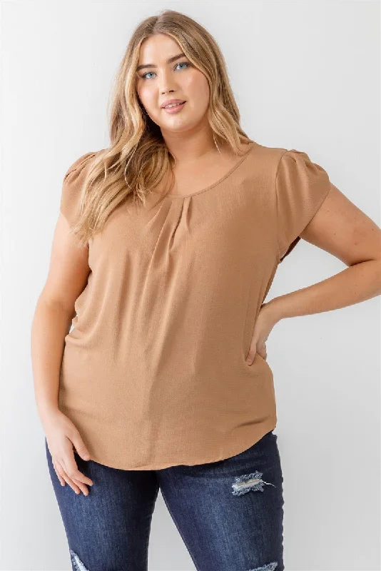 Large women's blended topsPlus Koshibo Textured Cap Sleeve Top