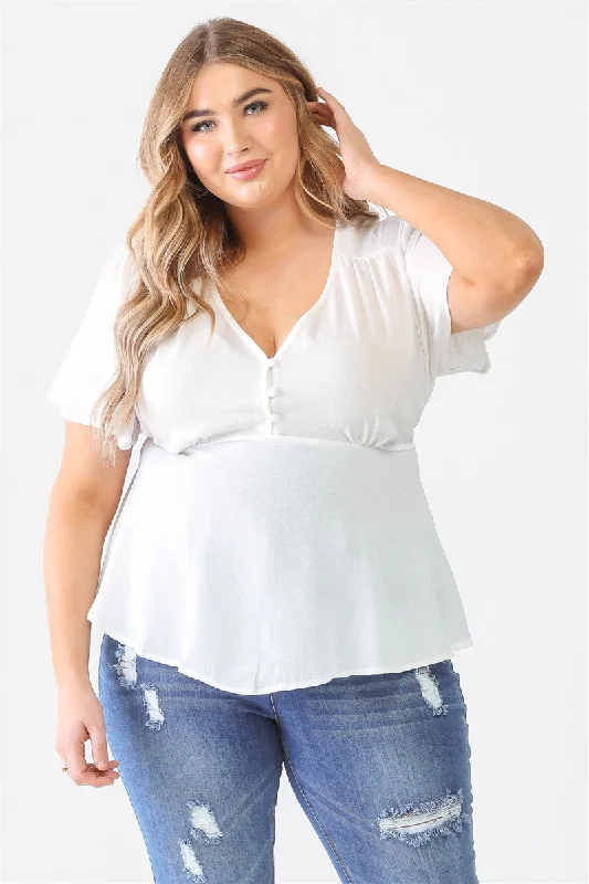 Large women's breathable topsPlus Tie Detail Flare Top