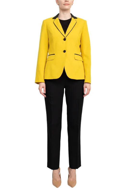 Emily Notched Collar 2 Button Long Sleeve Flap Pockets Pantsuit