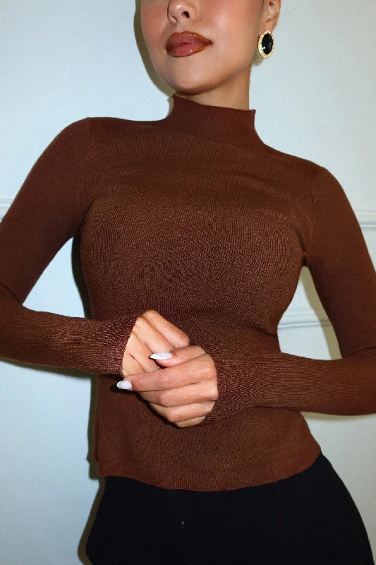 Brin Long Sleeve Top - Brown