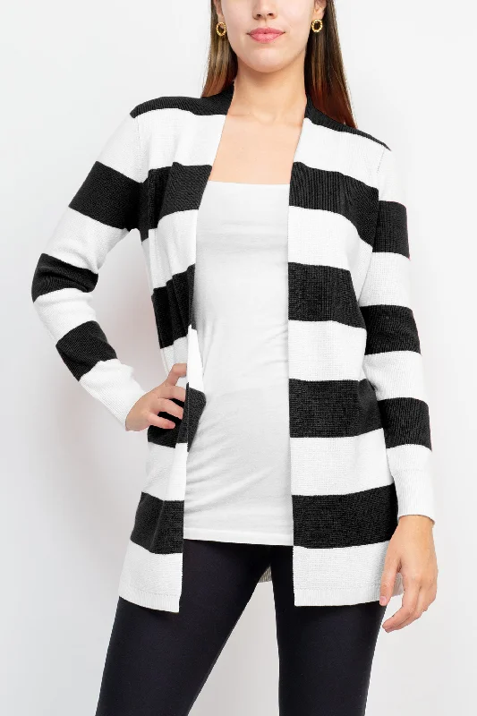 Cyrus Open Front Long Sleeve Stripe Pattern Knit Jacket