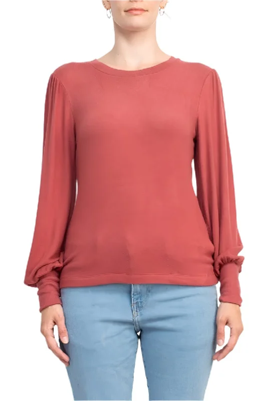 Catherine Malandrino Crew Neck Long Sleeve Elastic Cuff’s Solid Knit Top