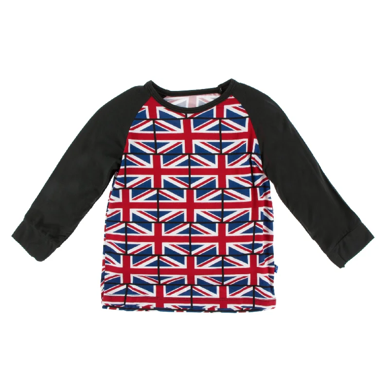 Kickee Pants Print Long Sleeve Fitted Raglan Tee - Union Jack