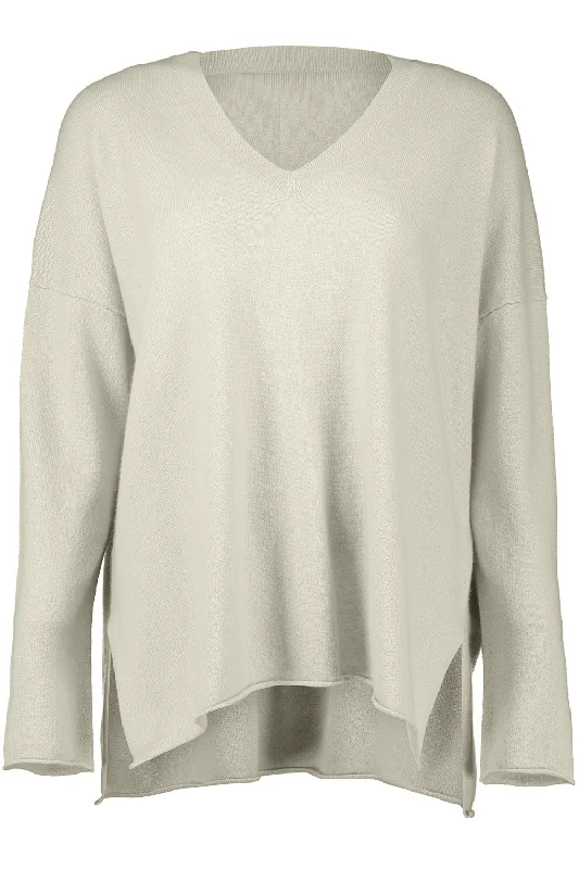 LONG SLEEVE VNECK SWEATER - FLEUR DE SEL