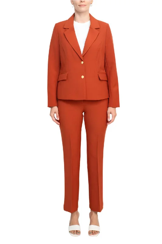 Nanette Nanette Lepore notched collar long sleeve two button closure twill jacket with bi-stretch straight pant