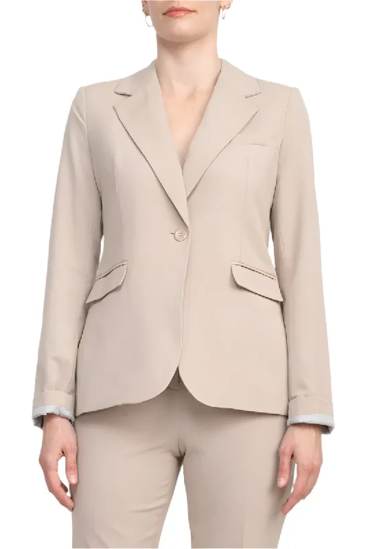 Philosophy Lapel Collar Rolled Long Sleeve Detail Single Button with Flap Pockets Woven Jacket