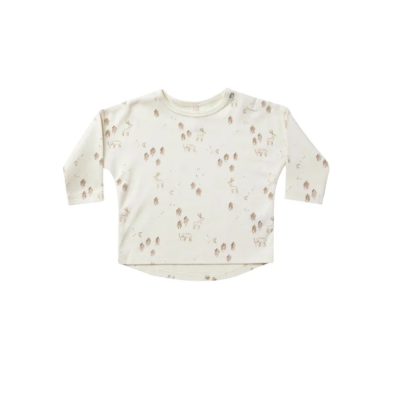 Quincy Mae Long Sleeve Tee - Ivory Woodland