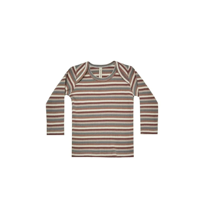 Quincy Mae Ribbed Long Sleeve Tee - Autumn Stripe