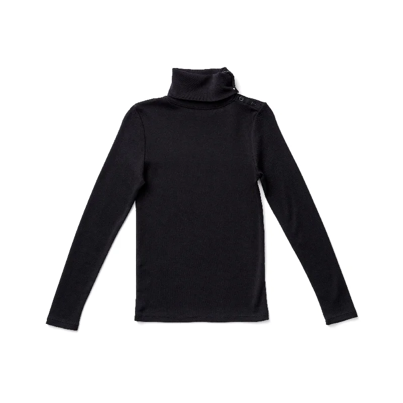 Soor Ploom Long Sleeve Snap Turtleneck - Black