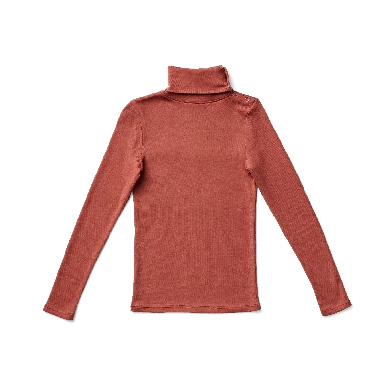 Soor Ploom Long Sleeve Snap Turtleneck - Terracotta