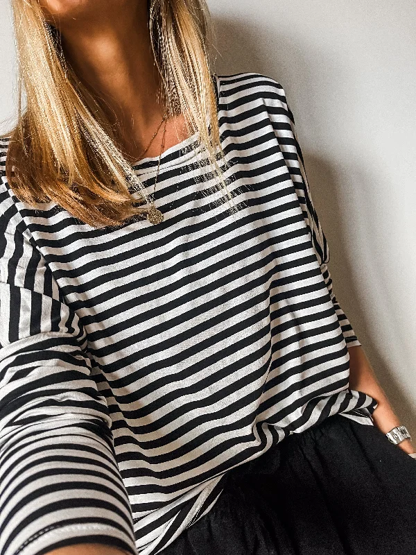 Striped Long Sleeve Jersey Top