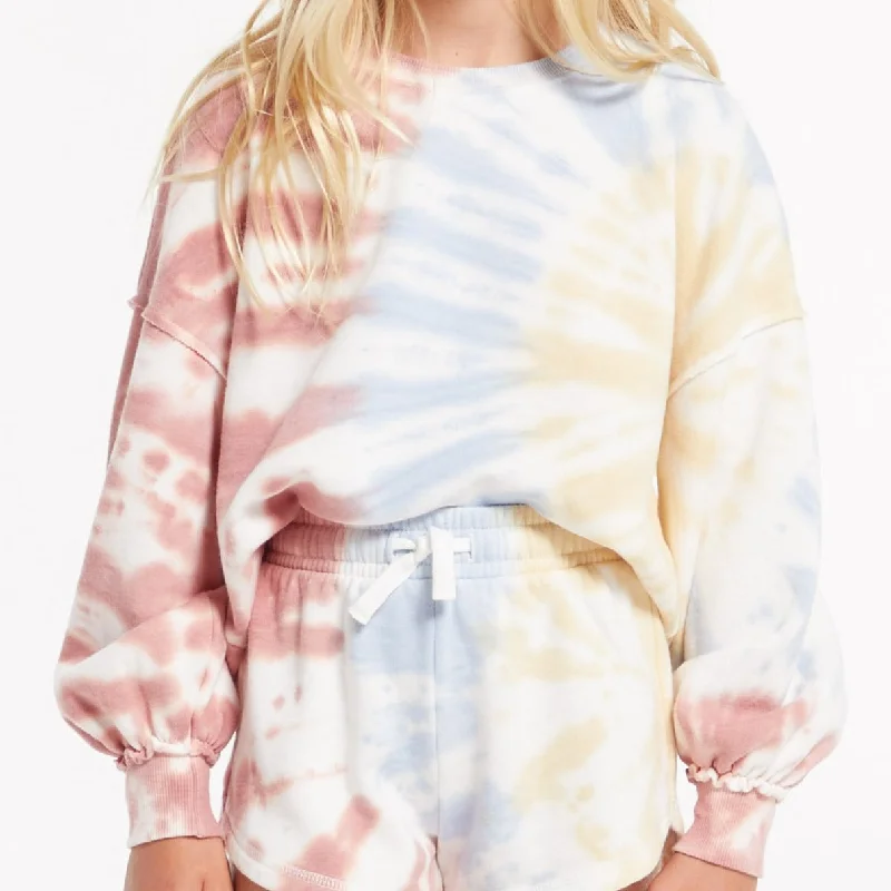 Z Supply Girls Mayori Tie Dye Long Sleeve Top - White